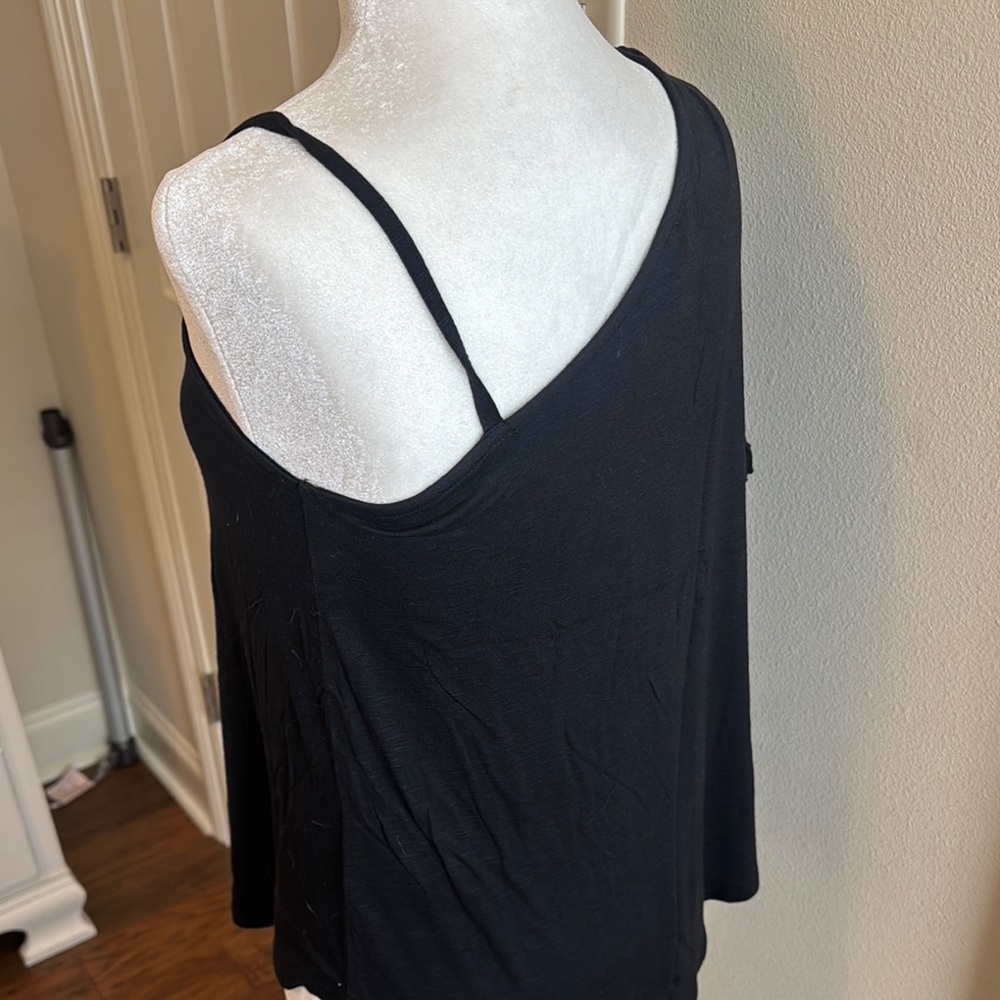 Black Asymmetrical Sleeveless Camisole - Picture 2 of 3
